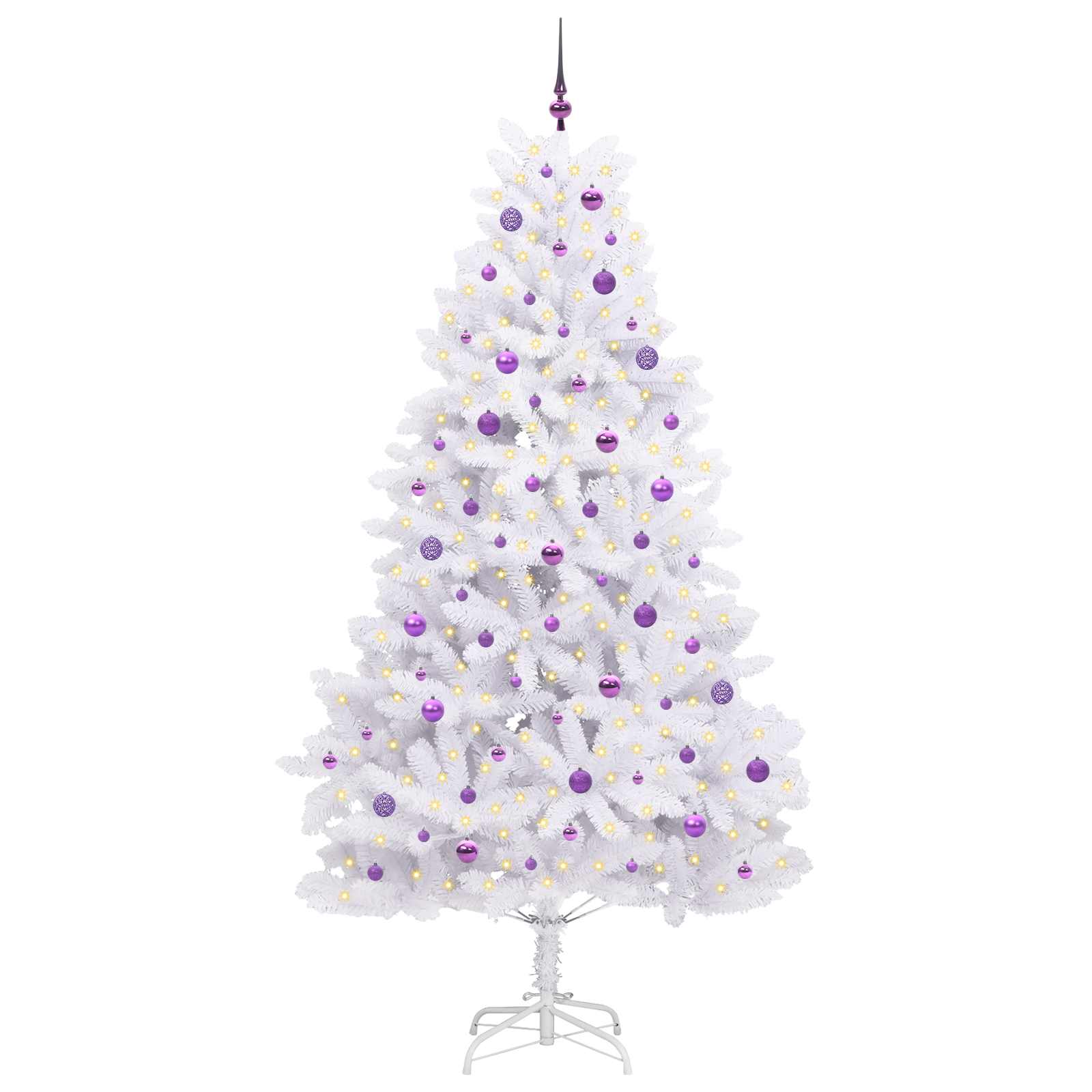 Kunstigt Hinged Juletræ med 300 LED'er Hvid 240 cm PVC og Stål
