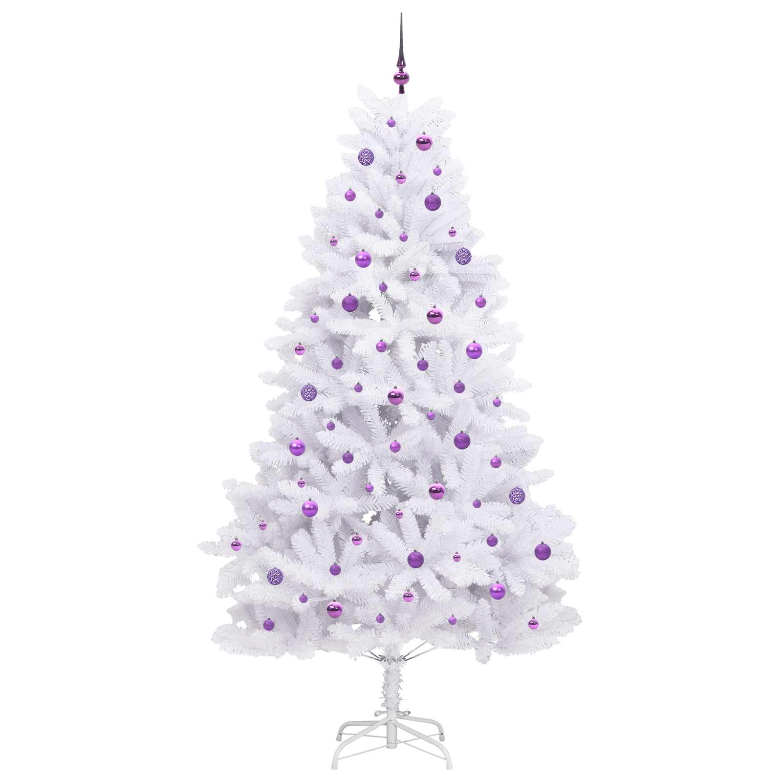 Kunstigt Hinged Juletræ med 300 LED'er Hvid 240 cm PVC og Stål