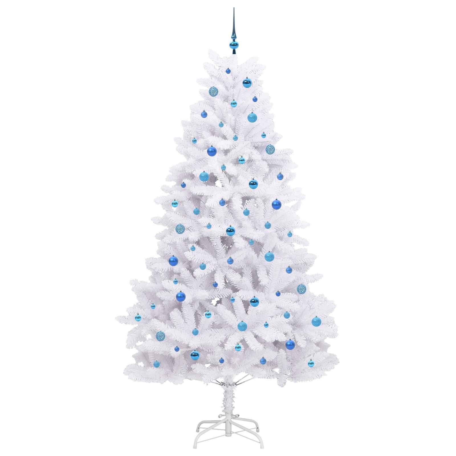 Kunstigt Hinged Juletræ med 300 LED'er Hvid 240 cm PVC og Stål