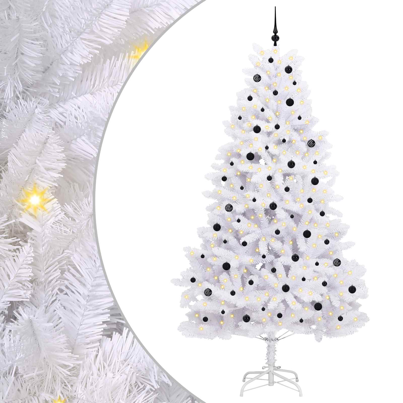 Kunstigt Hinged Juletræ med 300 LED'er Hvid 270 cm PVC og Stål