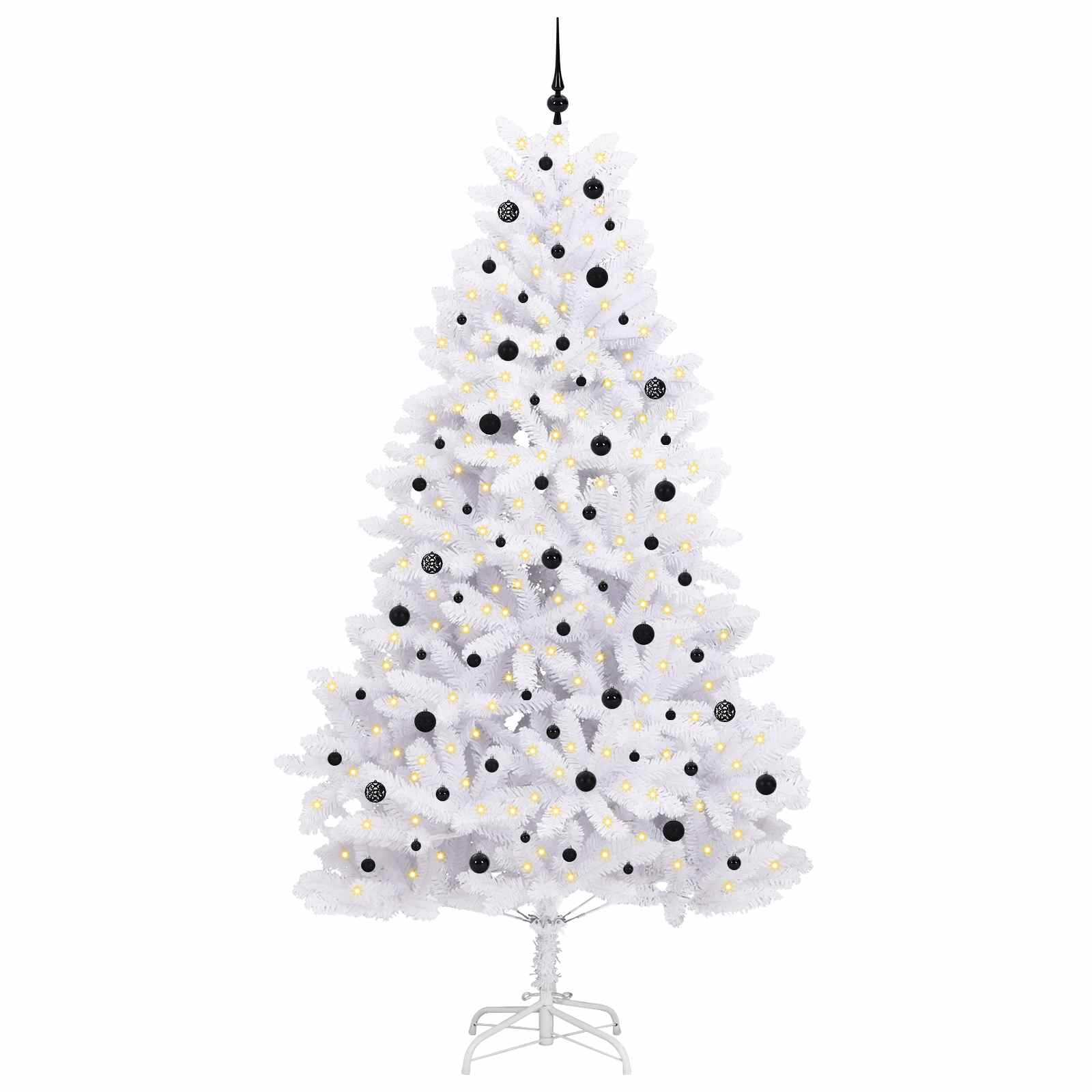 Kunstigt Hinged Juletræ med 300 LED'er Hvid 270 cm PVC og Stål