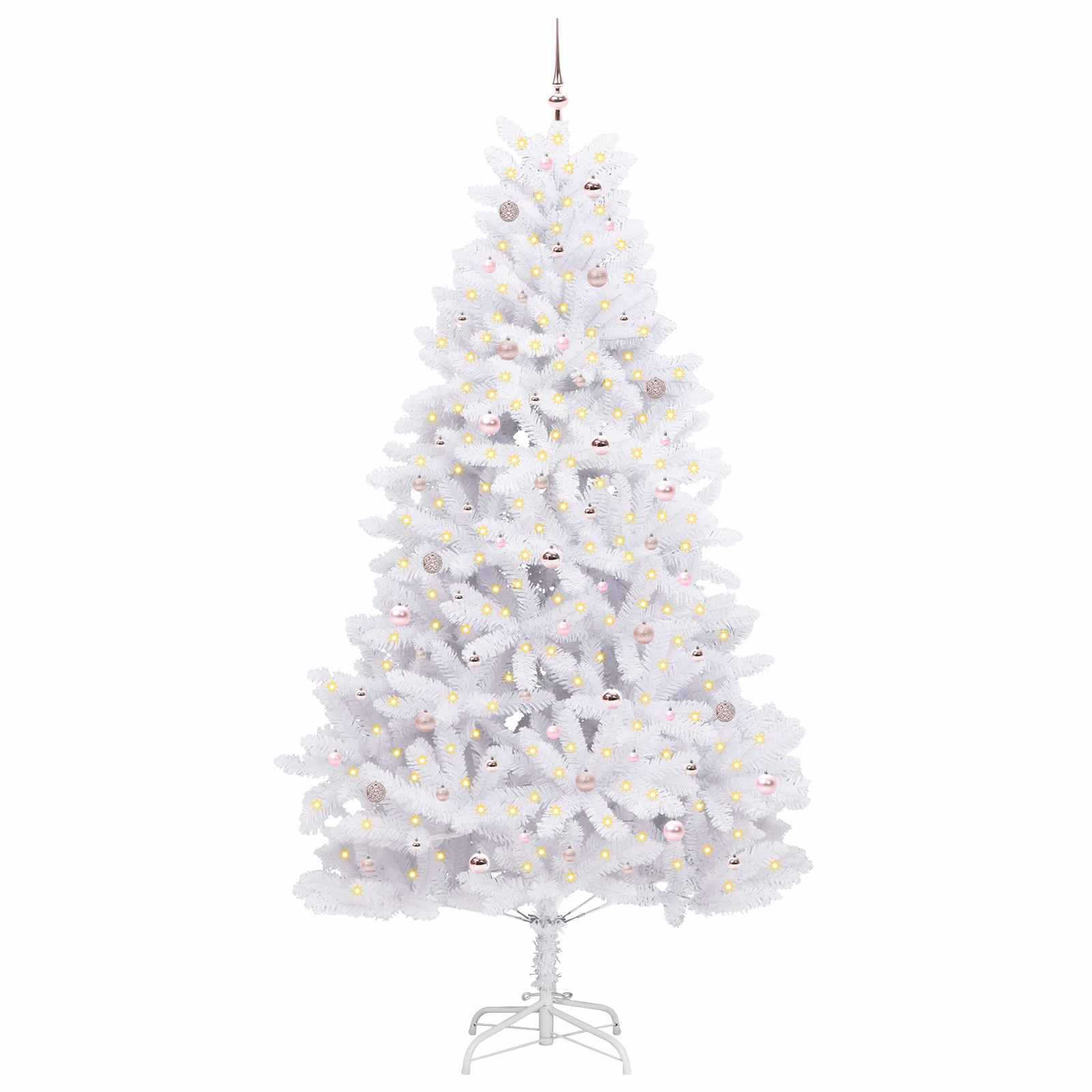 Kunstigt Hinged Juletræ med 300 LED'er Hvid 270 cm PVC og Stål