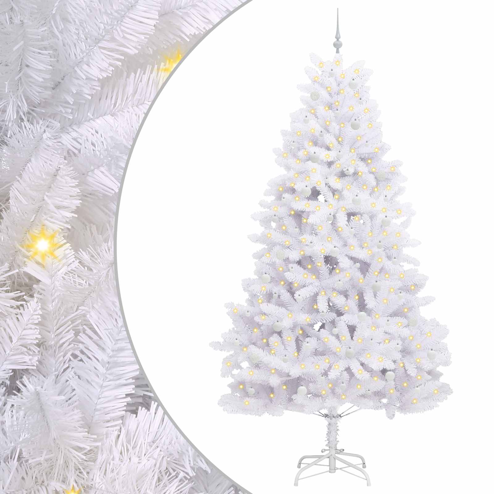 Kunstigt Hinged Juletræ med 300 LED'er Hvid 270 cm PVC og Stål