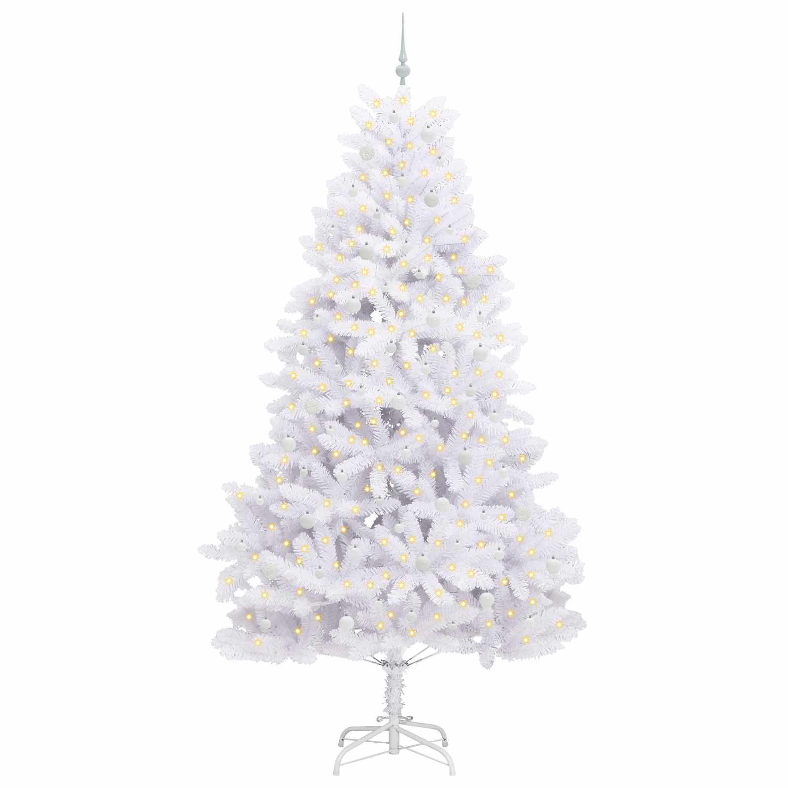 Kunstigt Hinged Juletræ med 300 LED'er Hvid 270 cm PVC og Stål