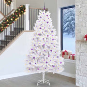 Kunstigt Hinged Juletræ med 300 LED'er Hvid 270 cm PVC og Stål