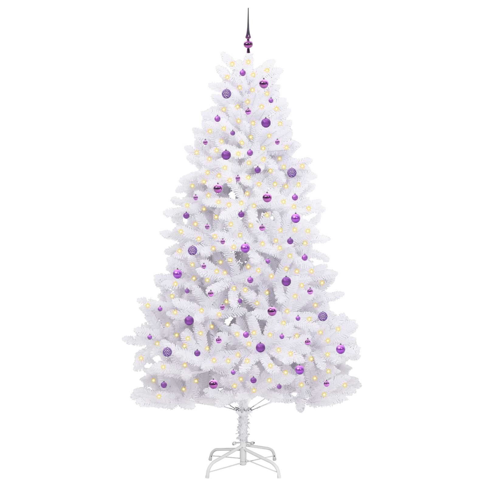 Kunstigt Hinged Juletræ med 300 LED'er Hvid 270 cm PVC og Stål