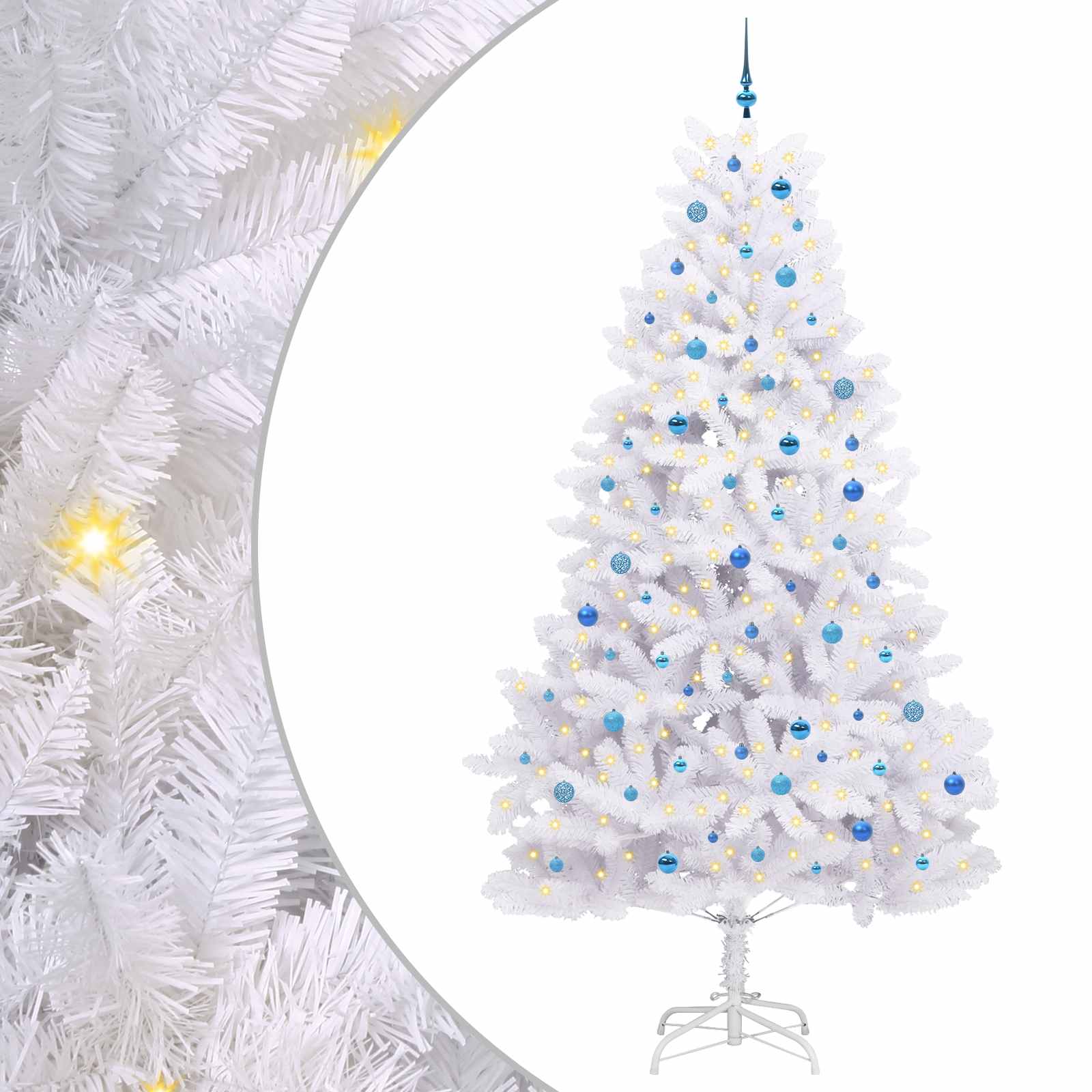 Kunstigt Hinged Juletræ med 300 LED'er Hvid 270 cm PVC og Stål