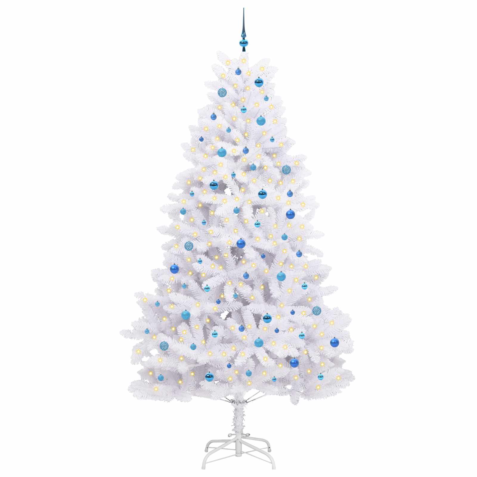 Kunstigt Hinged Juletræ med 300 LED'er Hvid 270 cm PVC og Stål