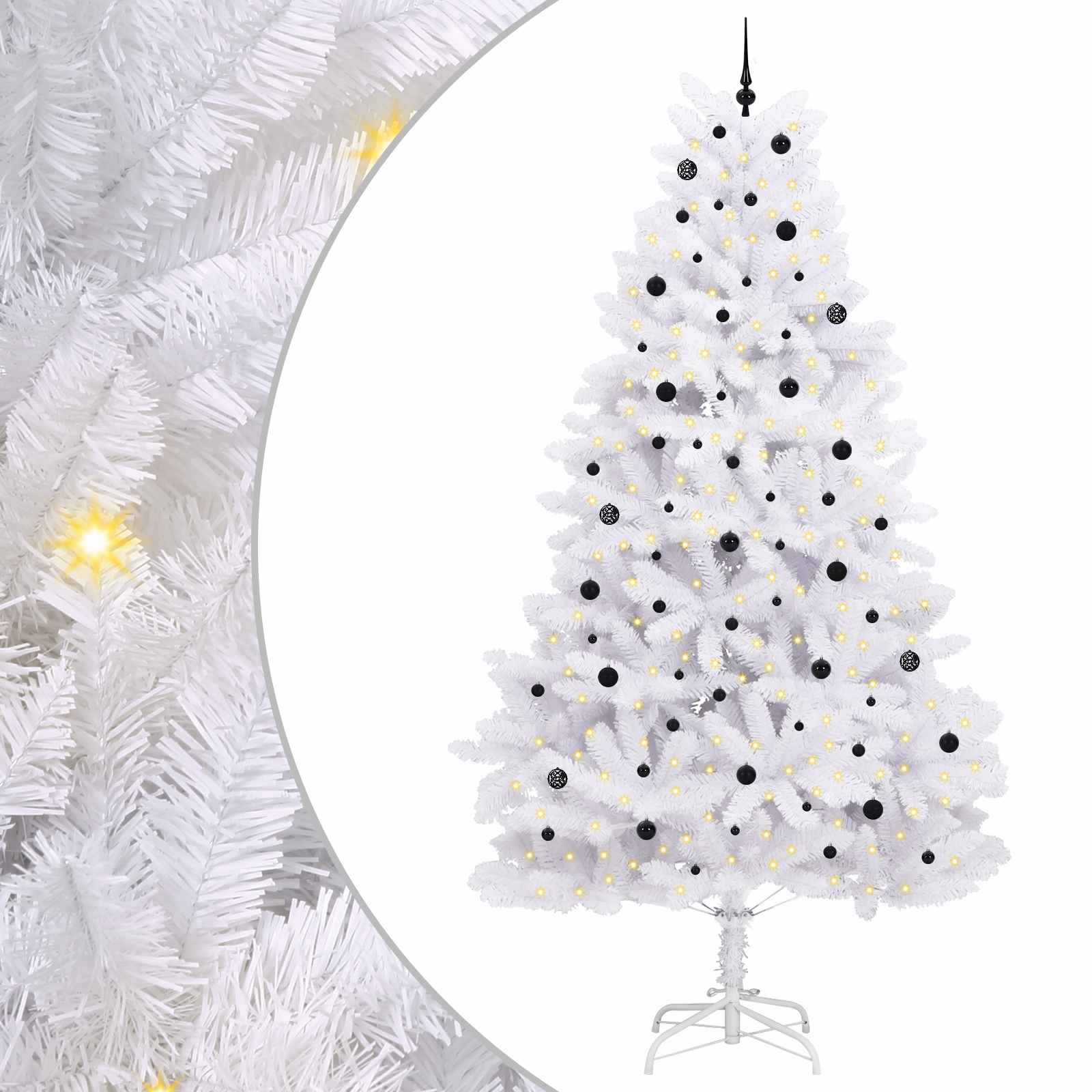 Kunstigt Hinged Juletræ med 300 LED'er Hvid 300 cm PVC og Stål