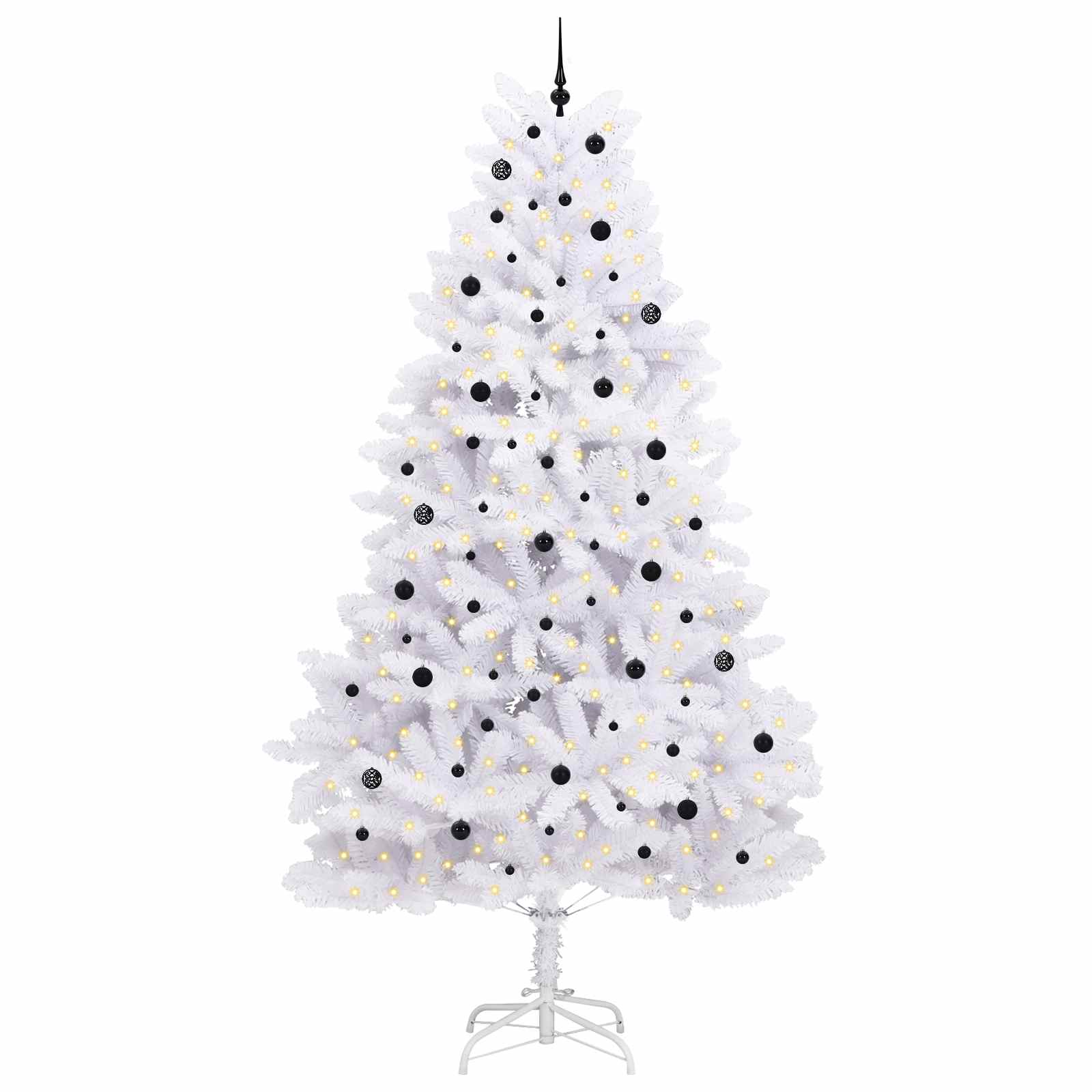 Kunstigt Hinged Juletræ med 300 LED'er Hvid 300 cm PVC og Stål