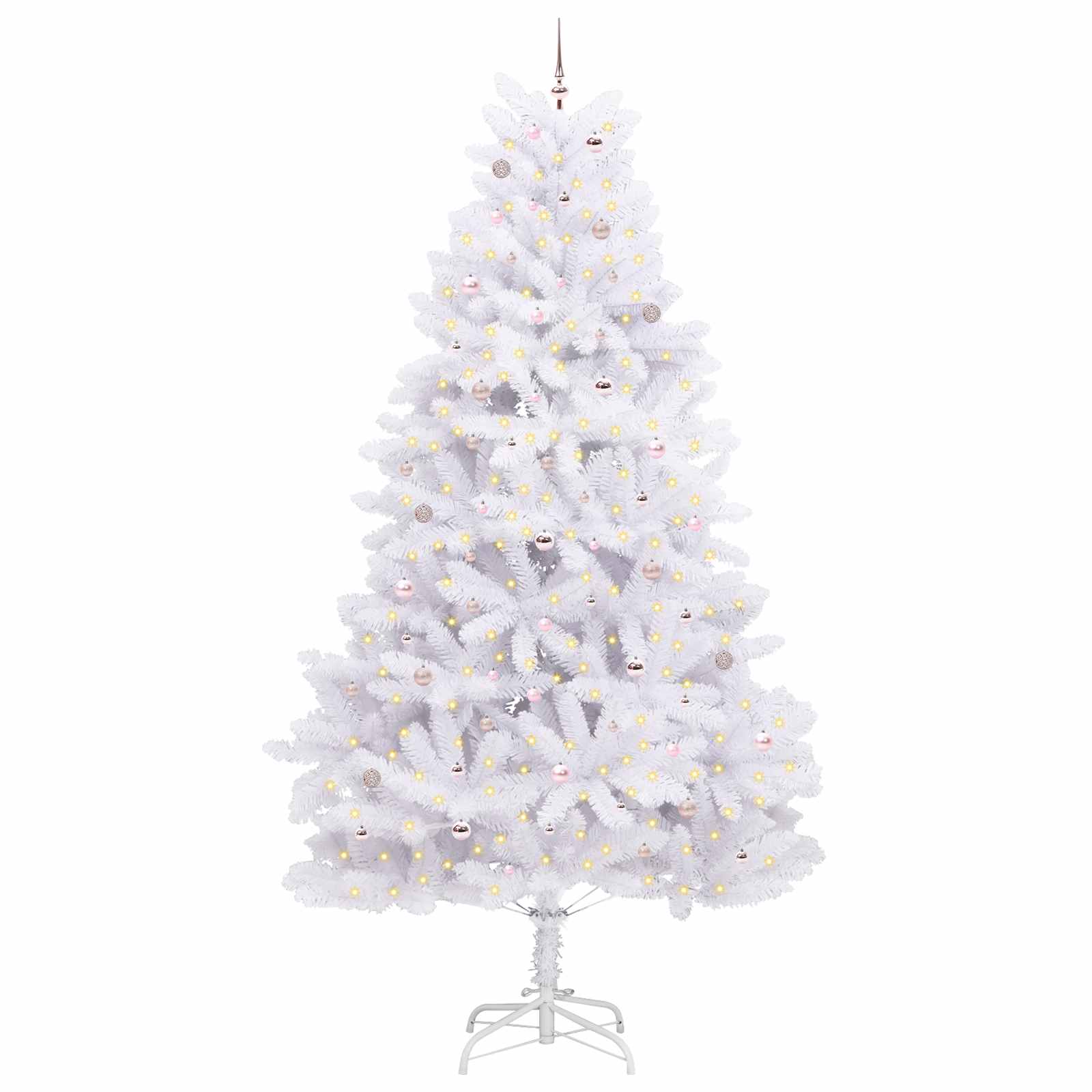 Kunstigt Hinged Juletræ med 300 LED'er Hvid 300 cm PVC og Stål