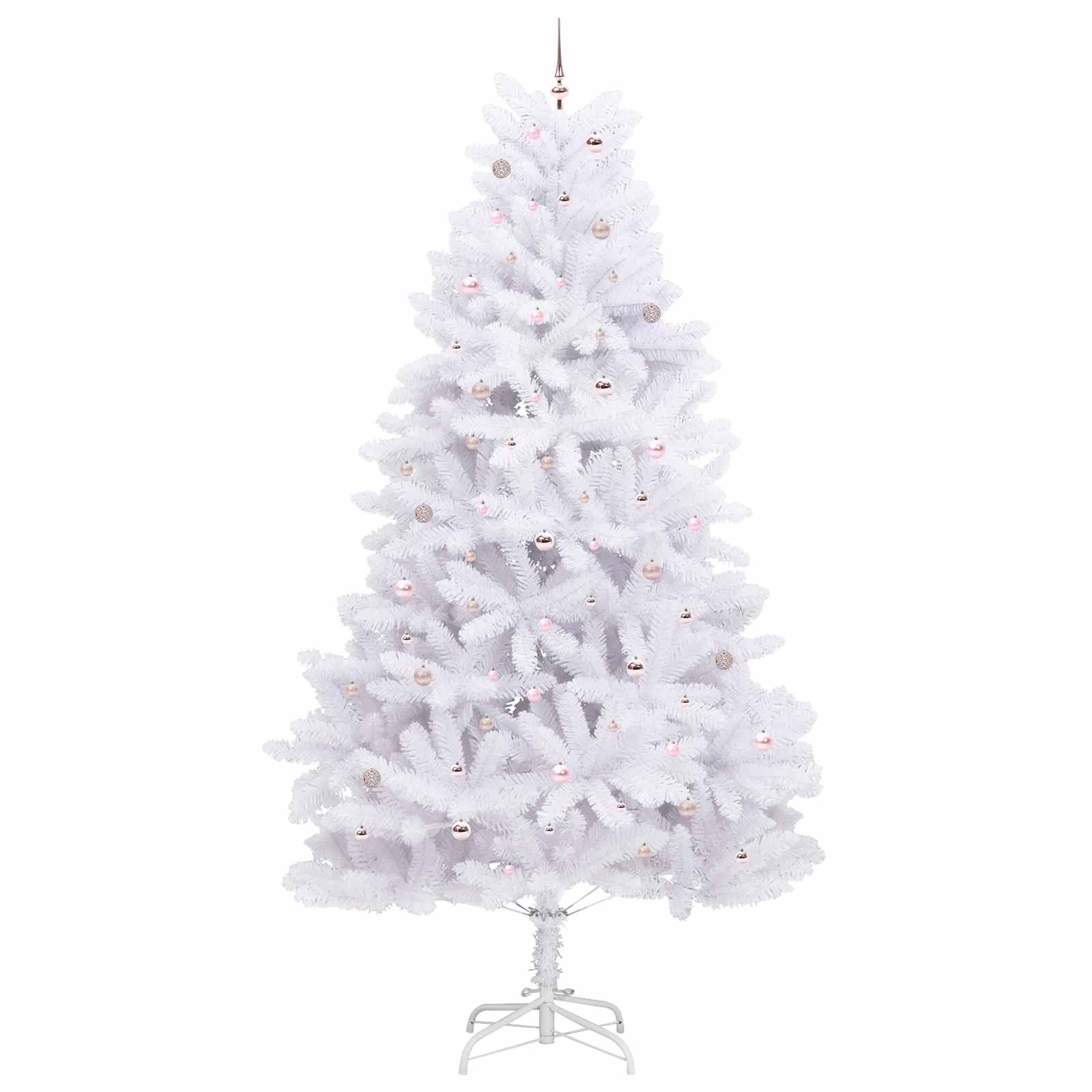 Kunstigt Hinged Juletræ med 300 LED'er Hvid 300 cm PVC og Stål