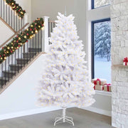 Kunstigt Hinged Juletræ med 300 LED'er Hvid 300 cm PVC og Stål