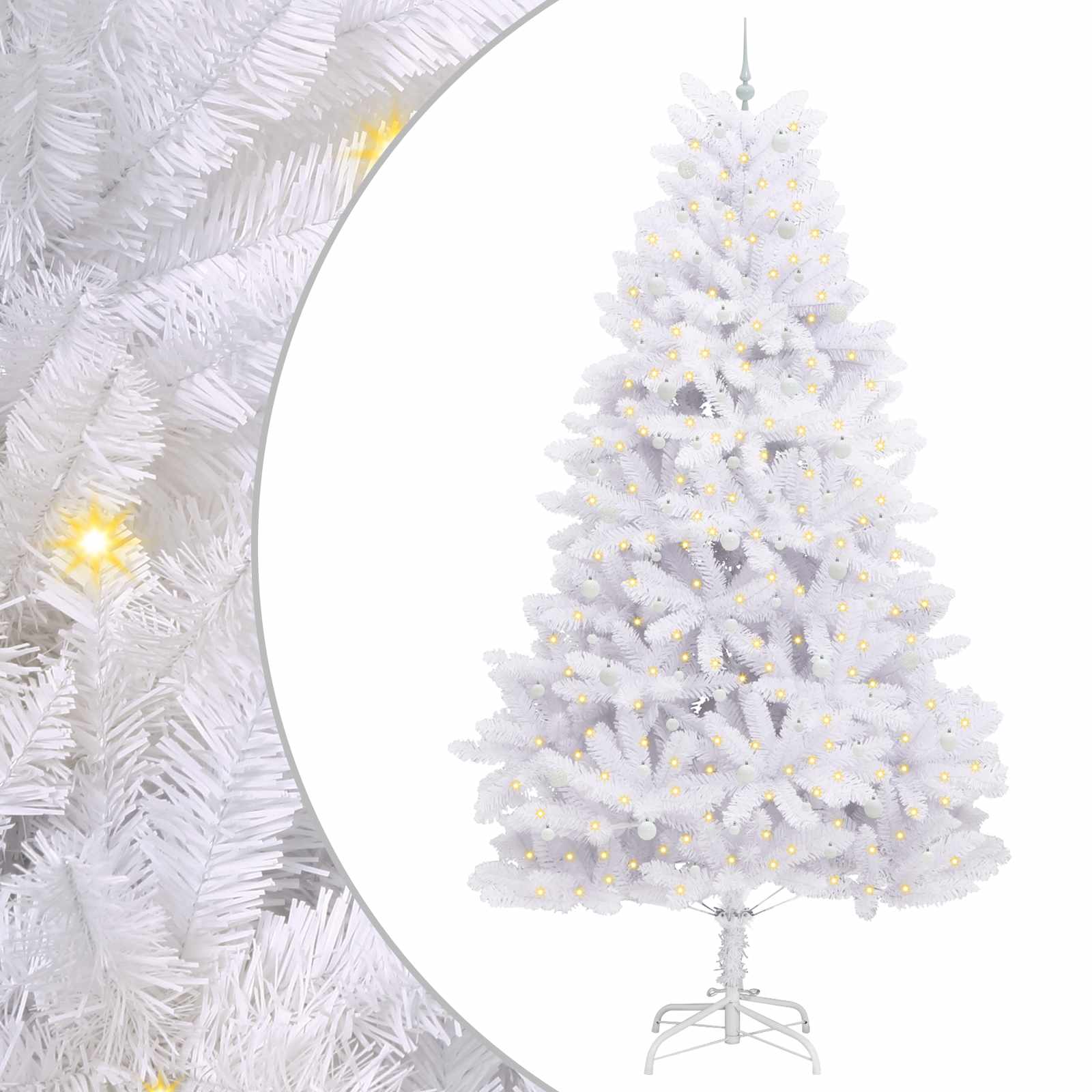 Kunstigt Hinged Juletræ med 300 LED'er Hvid 300 cm PVC og Stål