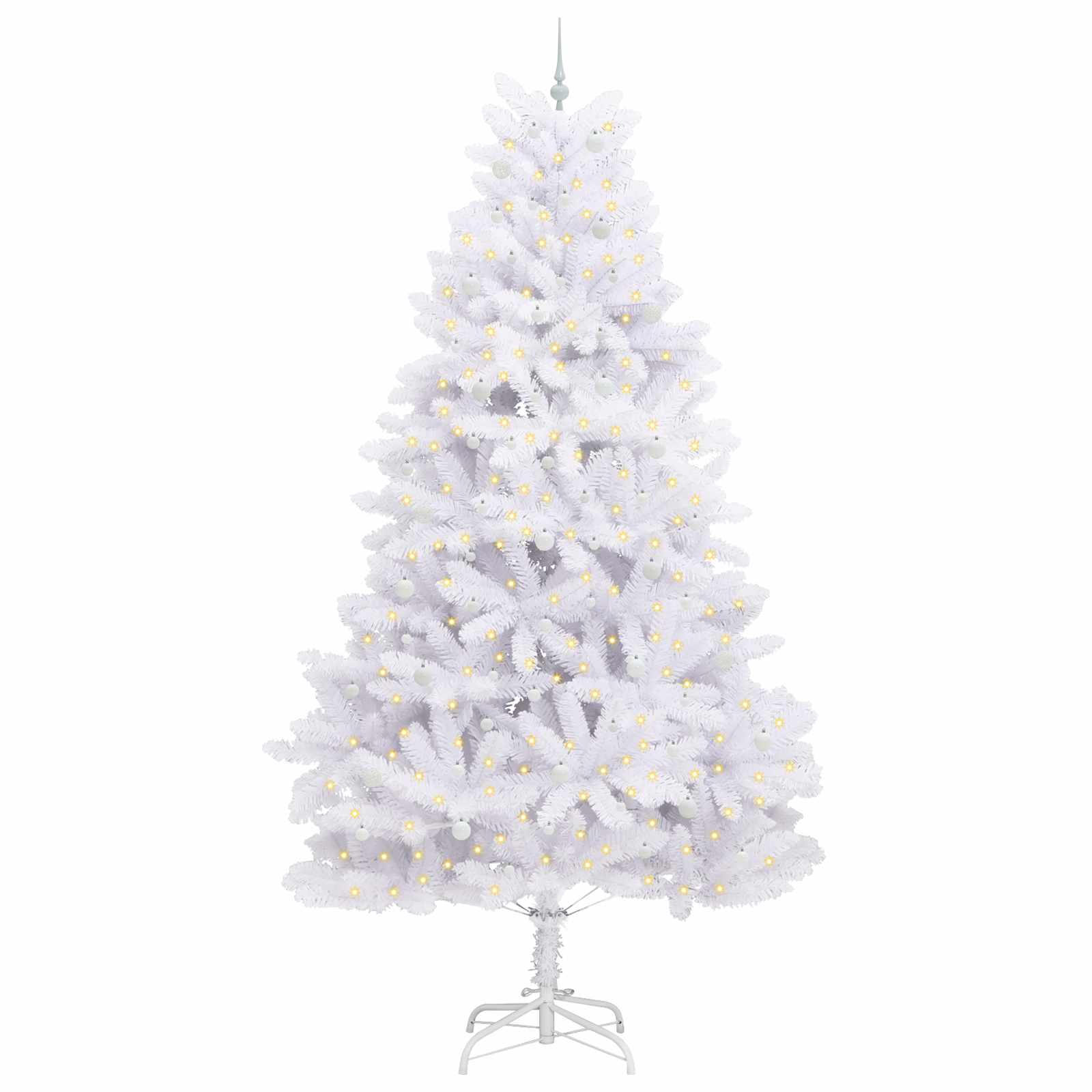 Kunstigt Hinged Juletræ med 300 LED'er Hvid 300 cm PVC og Stål