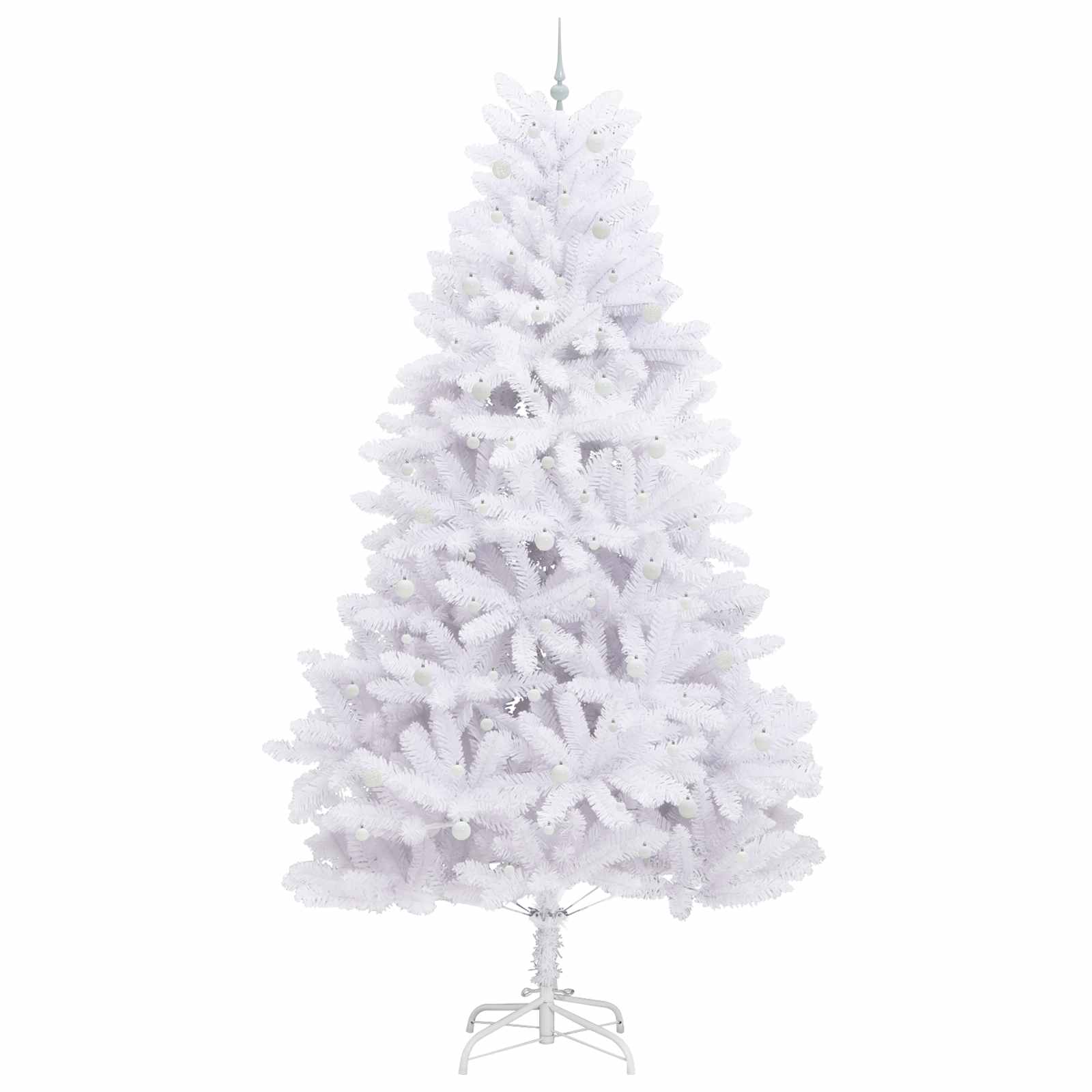 Kunstigt Hinged Juletræ med 300 LED'er Hvid 300 cm PVC og Stål