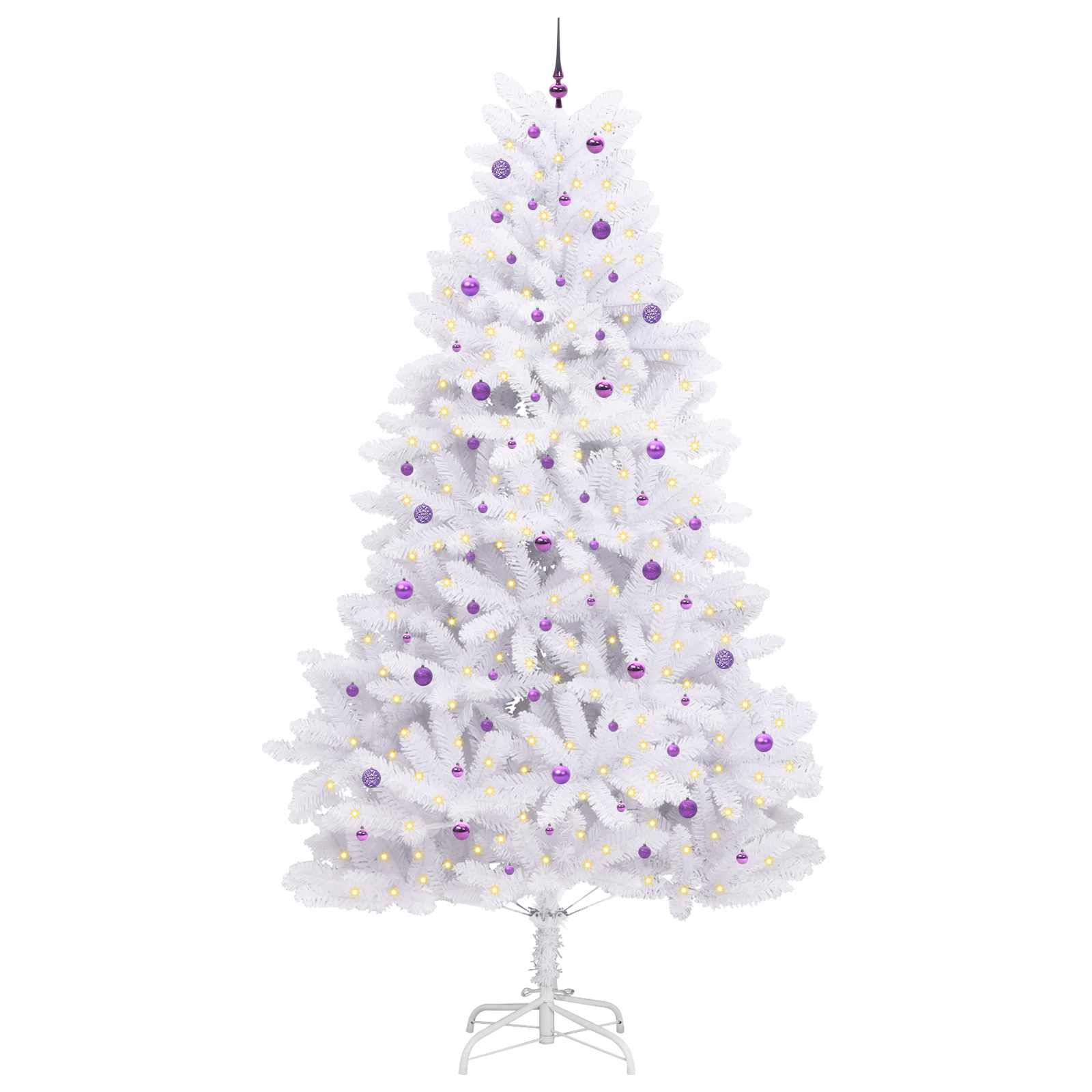 Kunstigt Hinged Juletræ med 300 LED'er Hvid 300 cm PVC og Stål