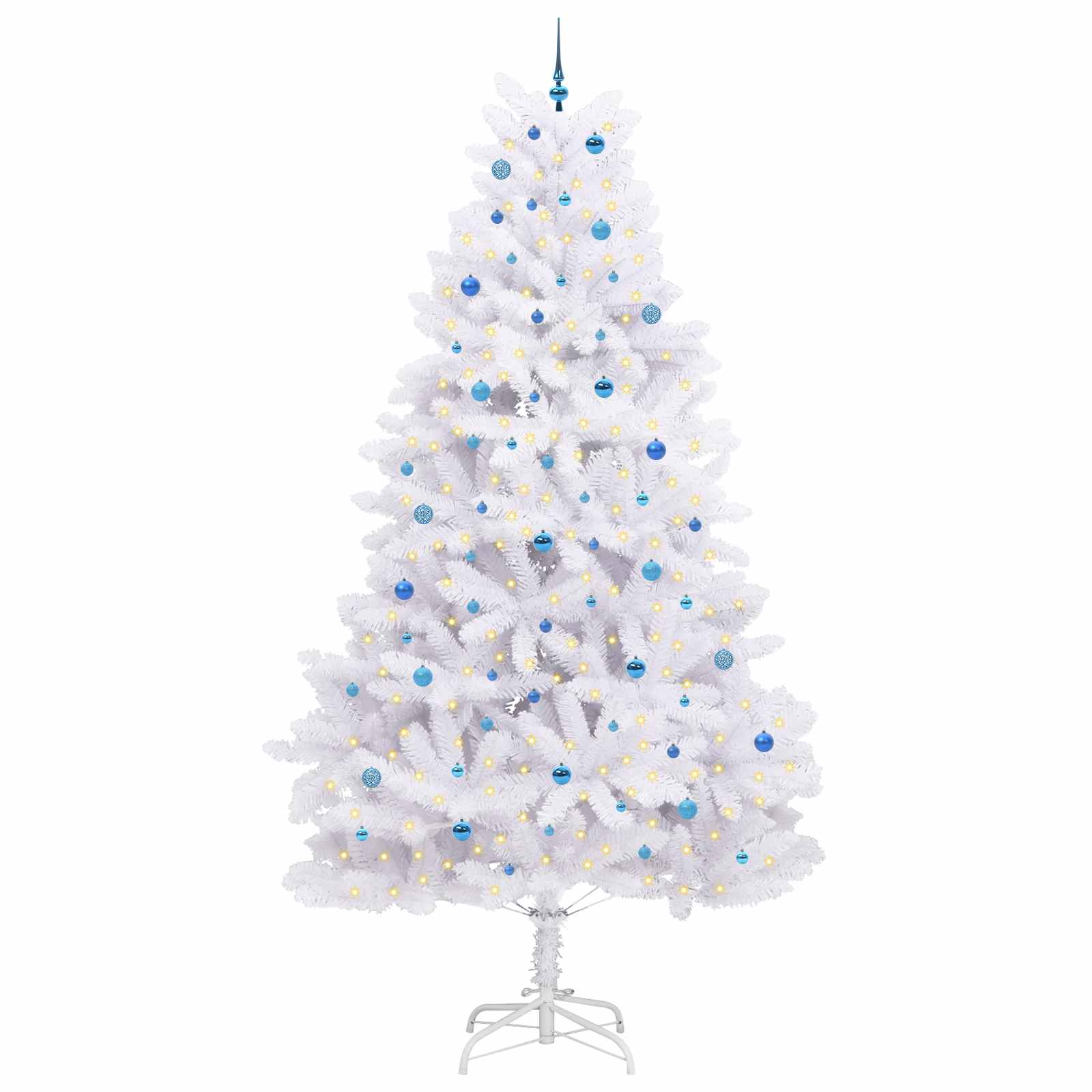 Kunstigt Hinged Juletræ med 300 LED'er Hvid 300 cm PVC og Stål