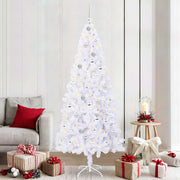 Kunstigt juletræ med 300 LED'er Hvid 210 cm PVC og Stål