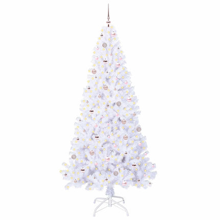 Kunstigt juletræ med 300 LED'er Hvid 240 cm PVC og Stål