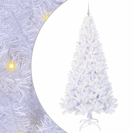 Kunstigt juletræ med 300 LED'er Hvid 240 cm PVC og Stål