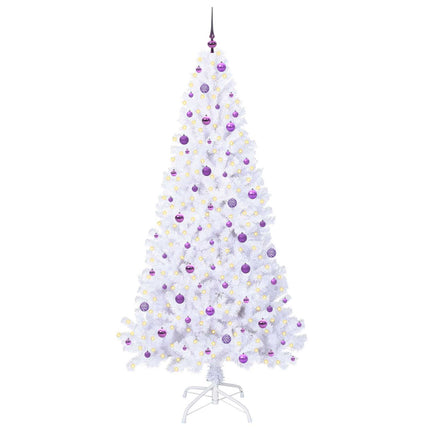 Kunstigt juletræ med 300 LED'er Hvid 240 cm PVC og Stål