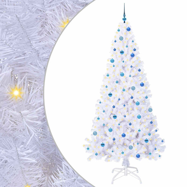 Kunstigt juletræ med 300 LED'er Hvid 240 cm PVC og Stål