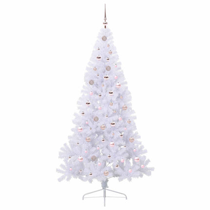 Kunstigt juletræ med 300 LED'er Hvid 210 cm PVC og Stål