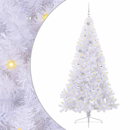 Kunstigt juletræ med 300 LED'er Hvid 210 cm PVC og Stål