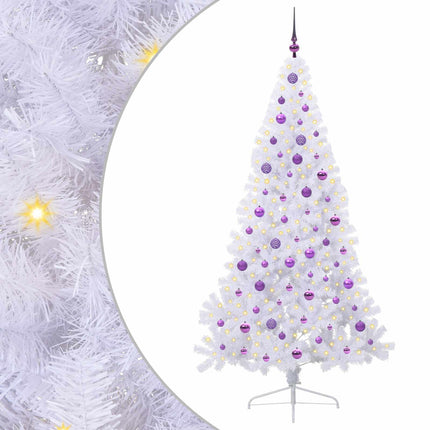 Kunstigt juletræ med 300 LED'er Hvid 210 cm PVC og Stål