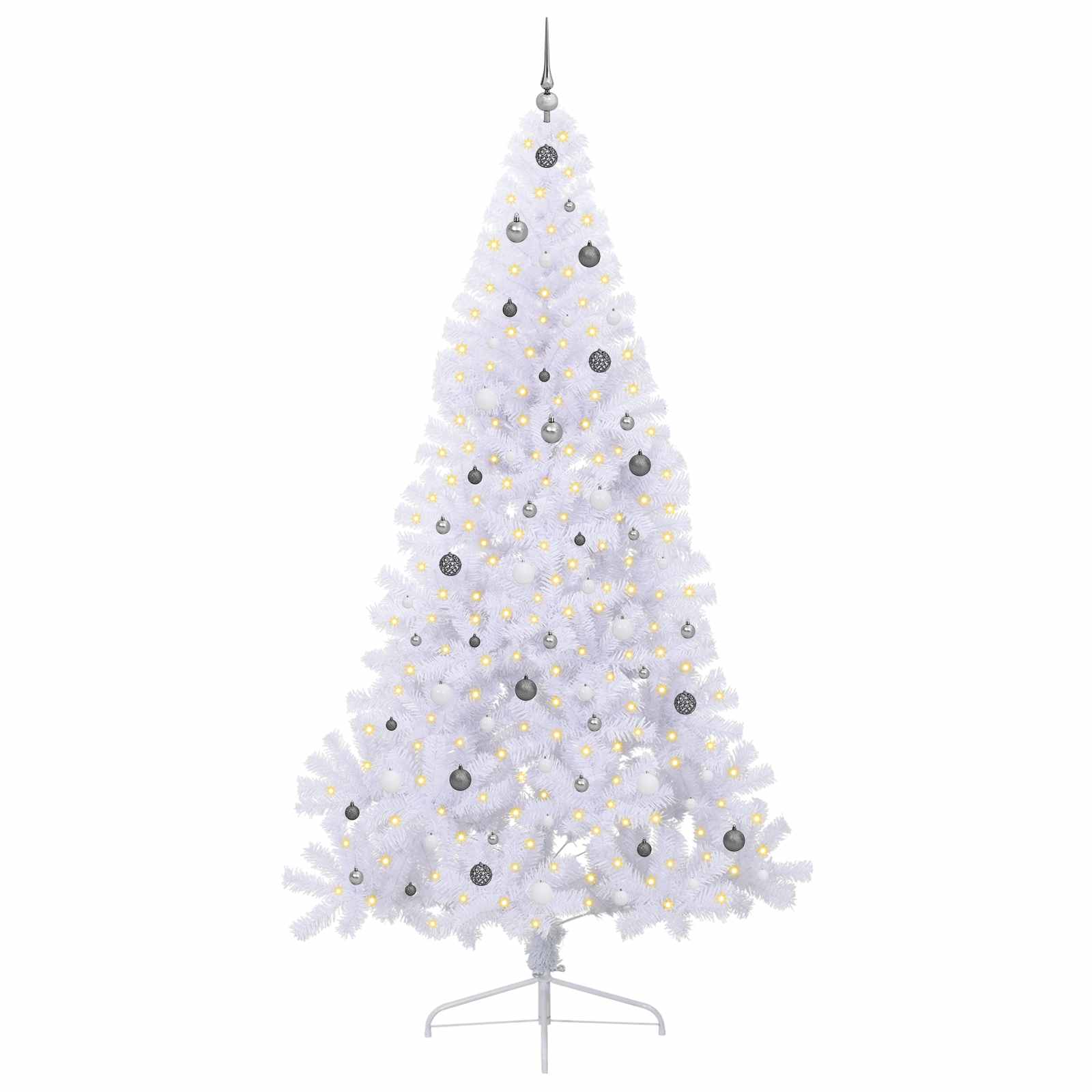 Kunstigt juletræ med 300 LED'er Hvid 240 cm PVC og Stål