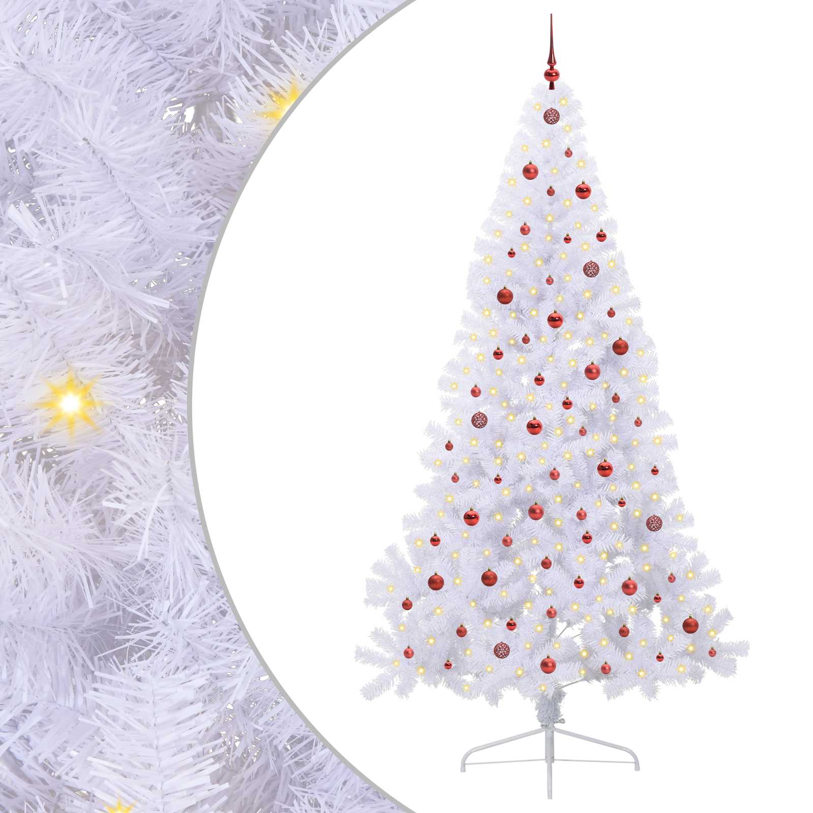 Kunstigt juletræ med 300 LED'er Hvid 240 cm PVC og Stål
