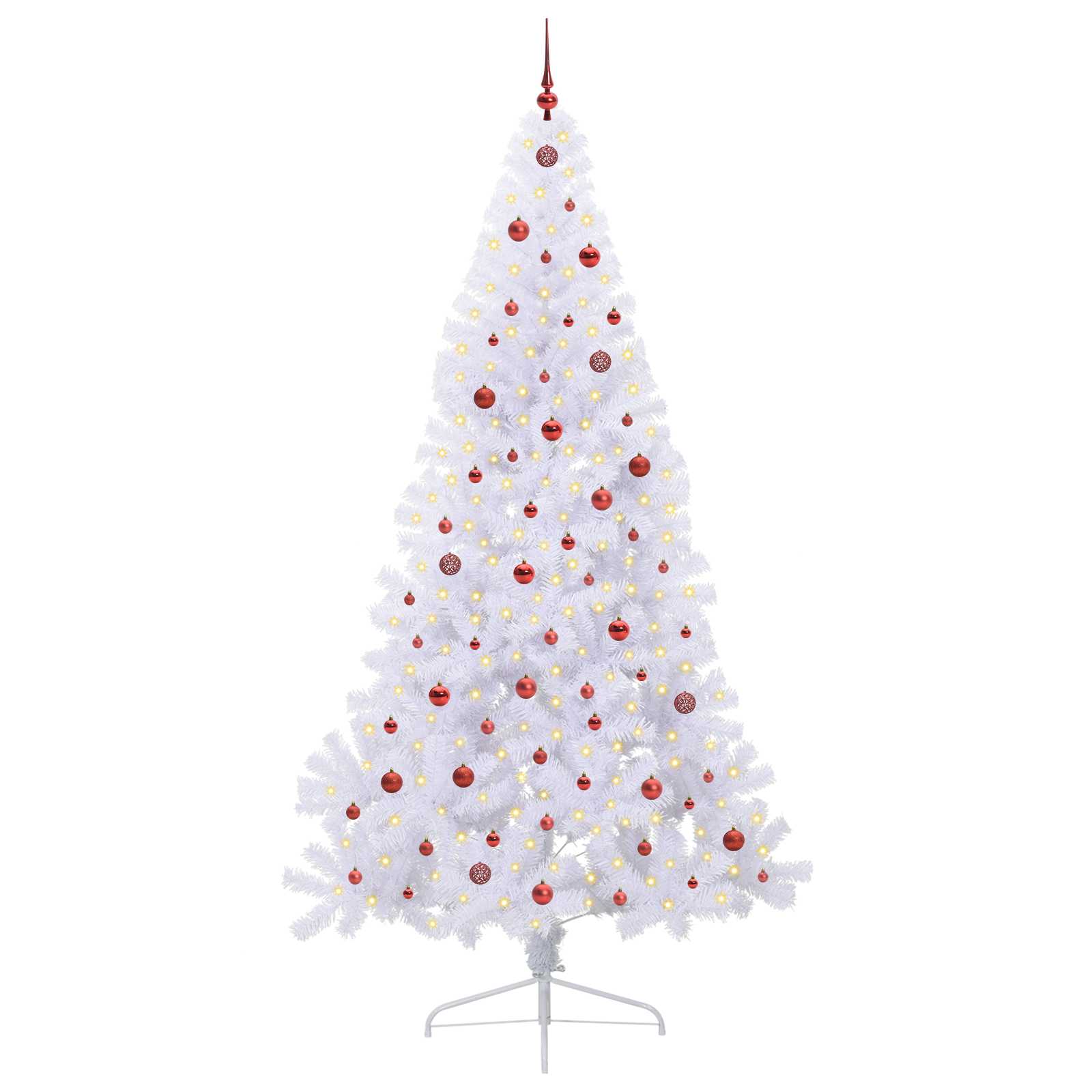 Kunstigt juletræ med 300 LED'er Hvid 240 cm PVC og Stål