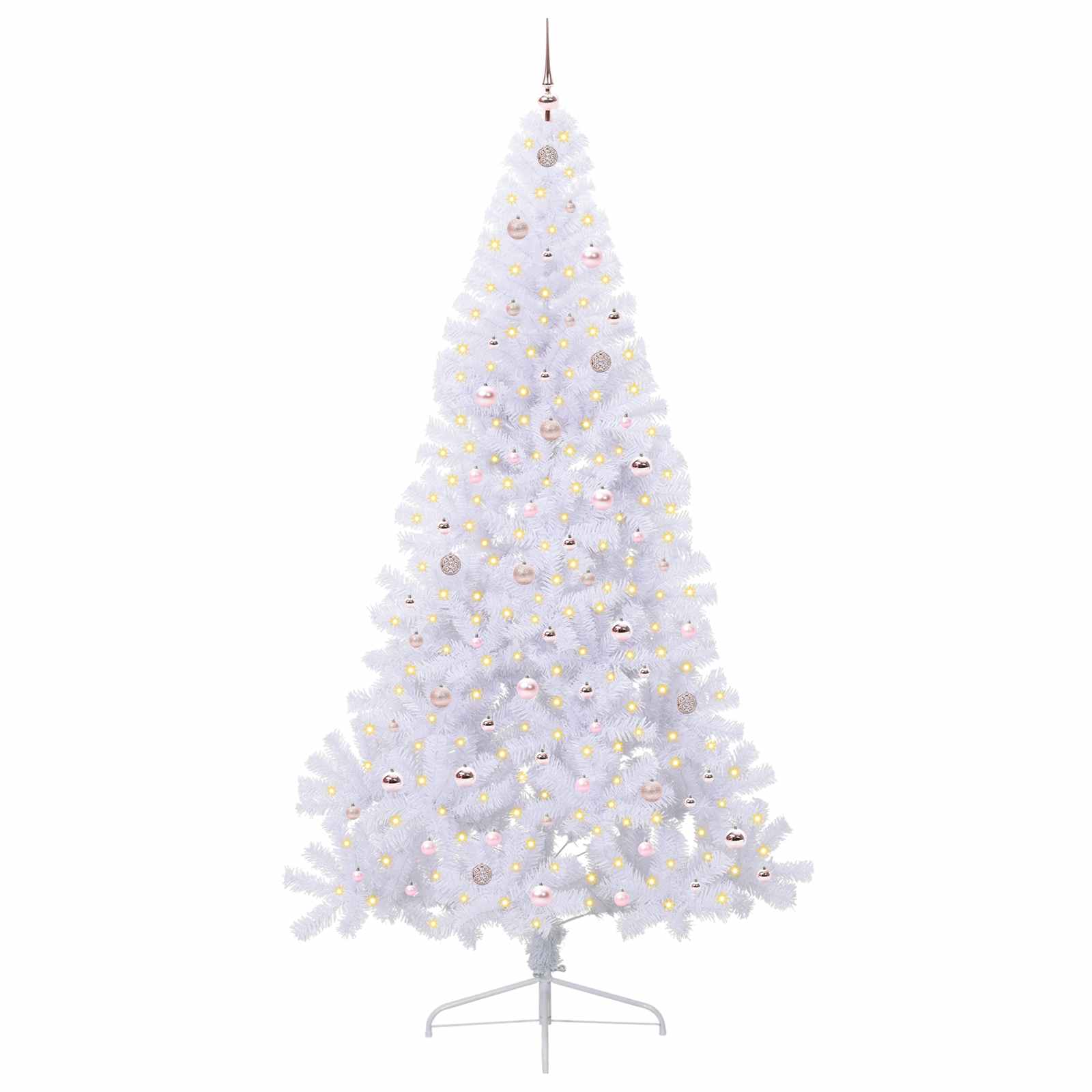 Kunstigt juletræ med 300 LED'er Hvid 240 cm PVC og Stål