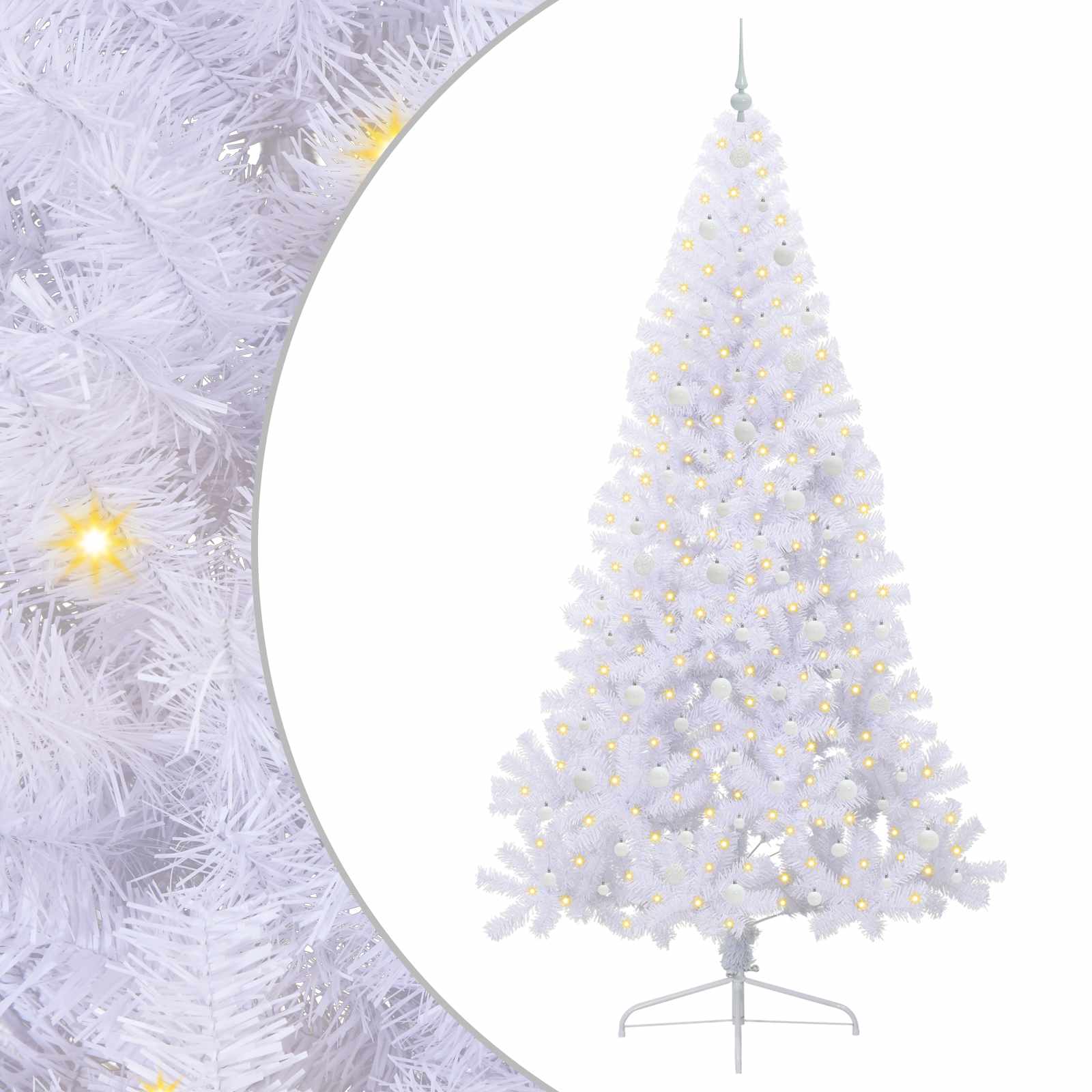 Kunstigt juletræ med 300 LED'er Hvid 240 cm PVC og Stål