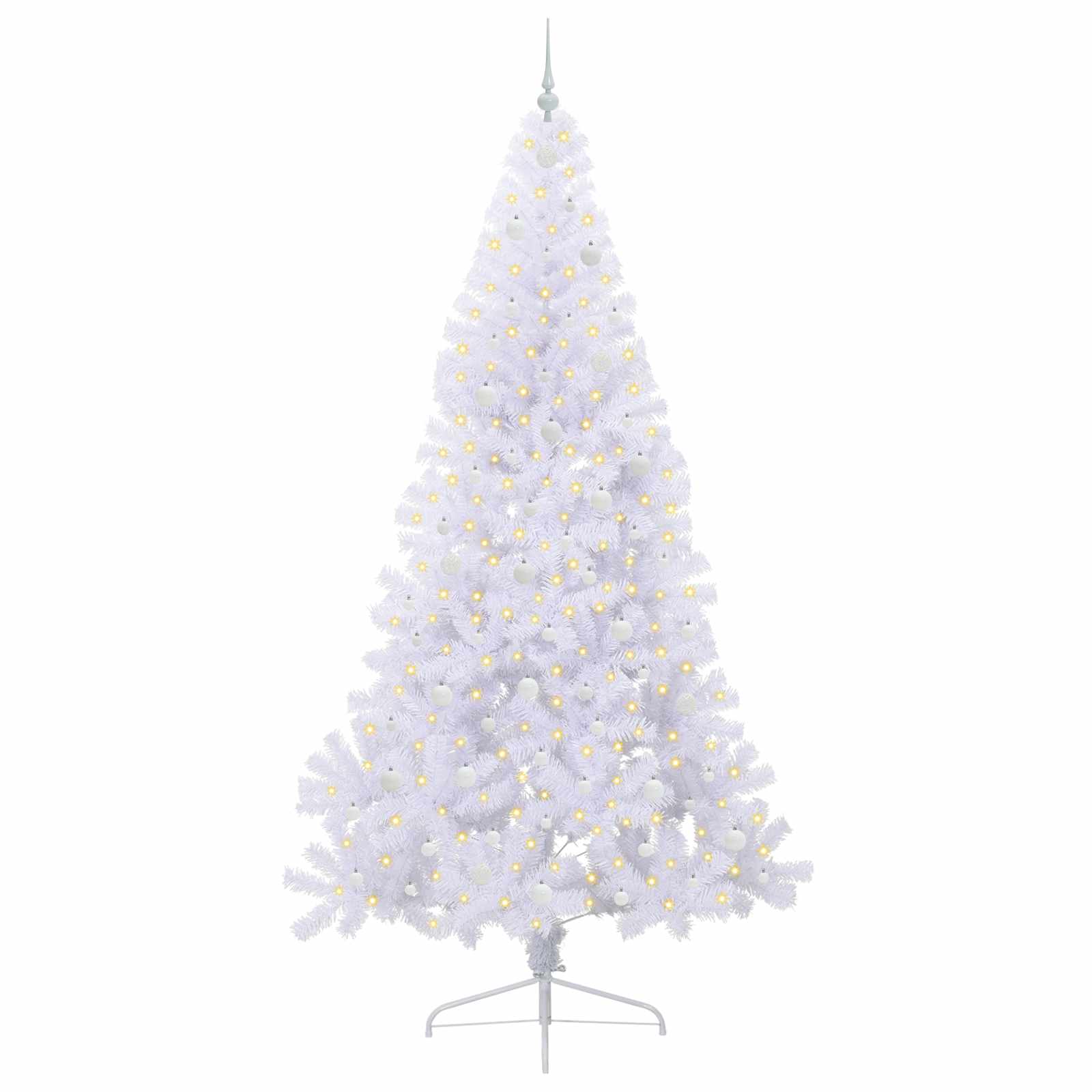 Kunstigt juletræ med 300 LED'er Hvid 240 cm PVC og Stål