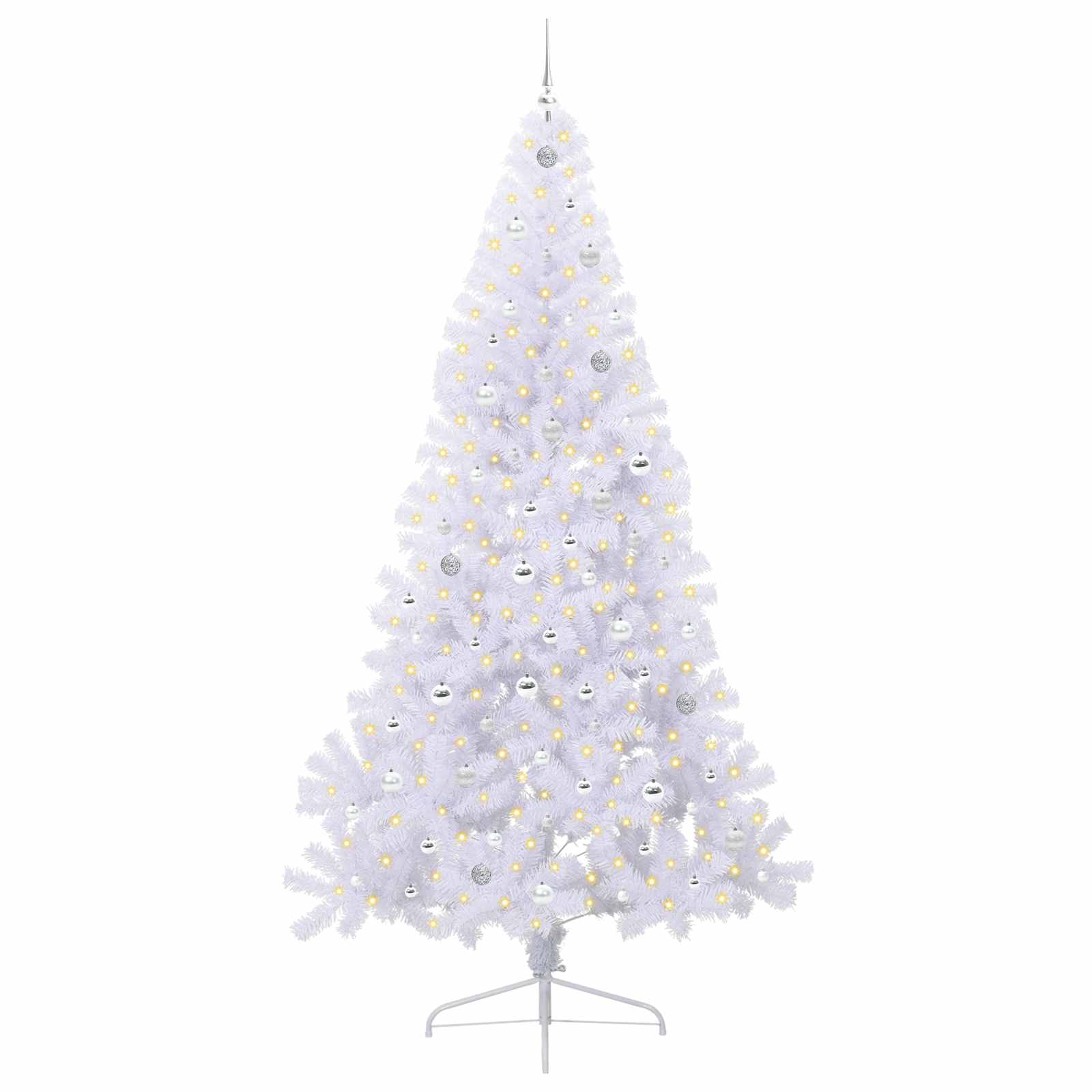 Kunstigt juletræ med 300 LED'er Hvid 240 cm PVC og Stål