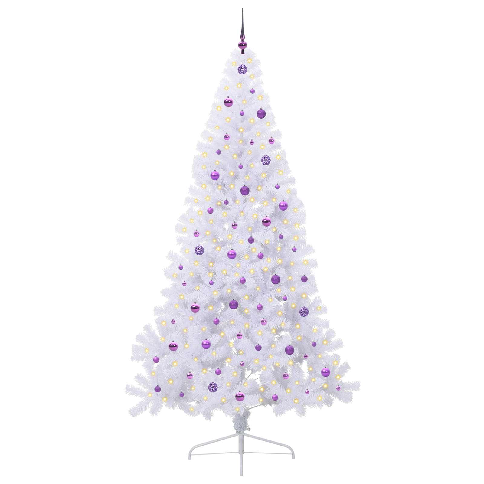 Kunstigt juletræ med 300 LED'er Hvid 240 cm PVC og Stål