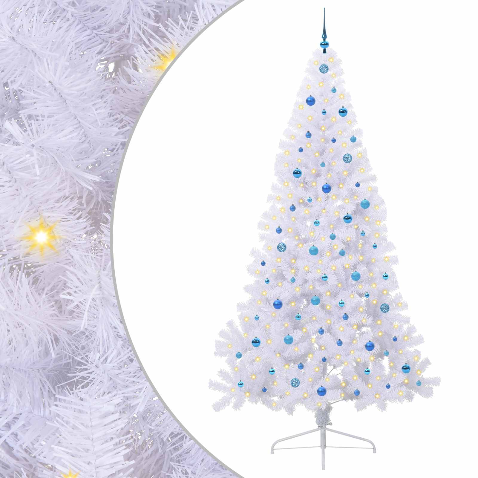 Kunstigt juletræ med 300 LED'er Hvid 240 cm PVC og Stål