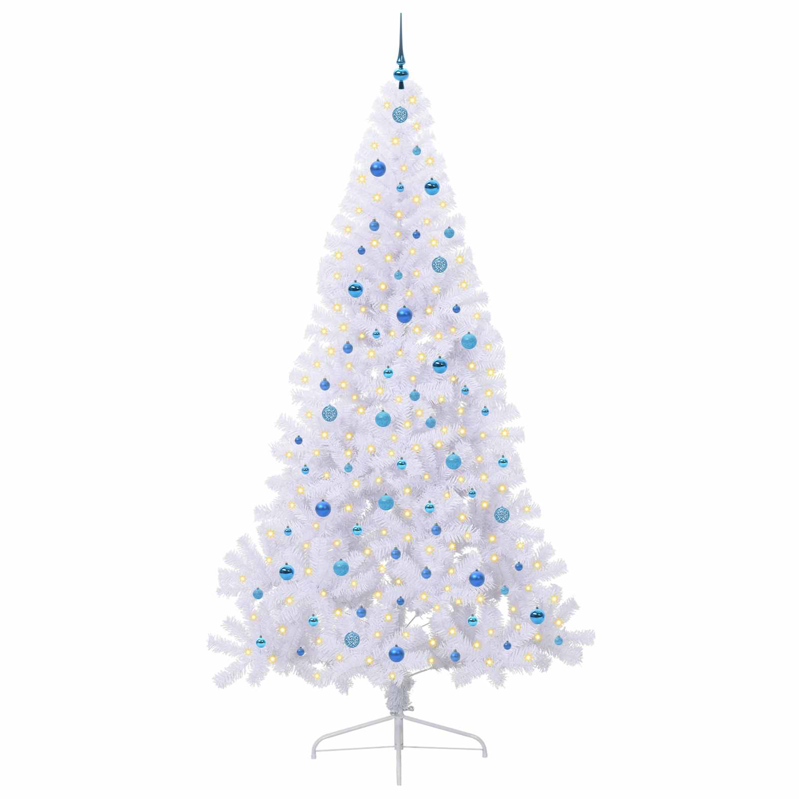 Kunstigt juletræ med 300 LED'er Hvid 240 cm PVC og Stål