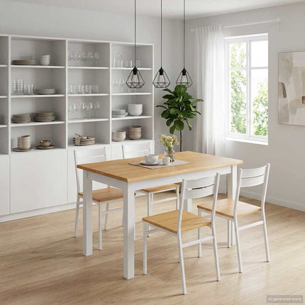 Spisebord EKAI Hvid 112 x 70 x 76,5 cm Massivt fyrretræ