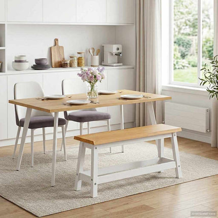 Spisebænk EKAI Hvid 91,5 x 29 x 45,5 cm Massivt fyrretræ