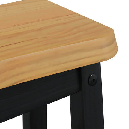 Barbænk EKAI 2 stk. Sort 40 x 29 x 45,5 cm Massivt fyrretræ