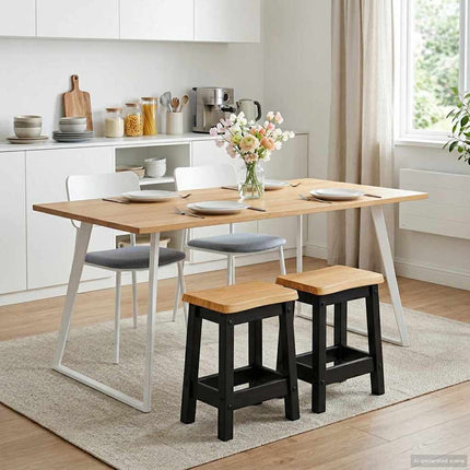 Barbænk EKAI 2 stk. Sort 40 x 29 x 45,5 cm Massivt fyrretræ