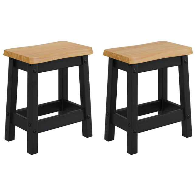 Barbænk EKAI 2 pcs Sort 40 x 29 x 45,5 cm Massivt fyrretræ