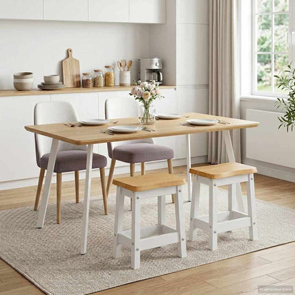 Barbænk EKAI 2 pcs Hvid 40 x 29 x 45,5 cm Massivt fyrretræ