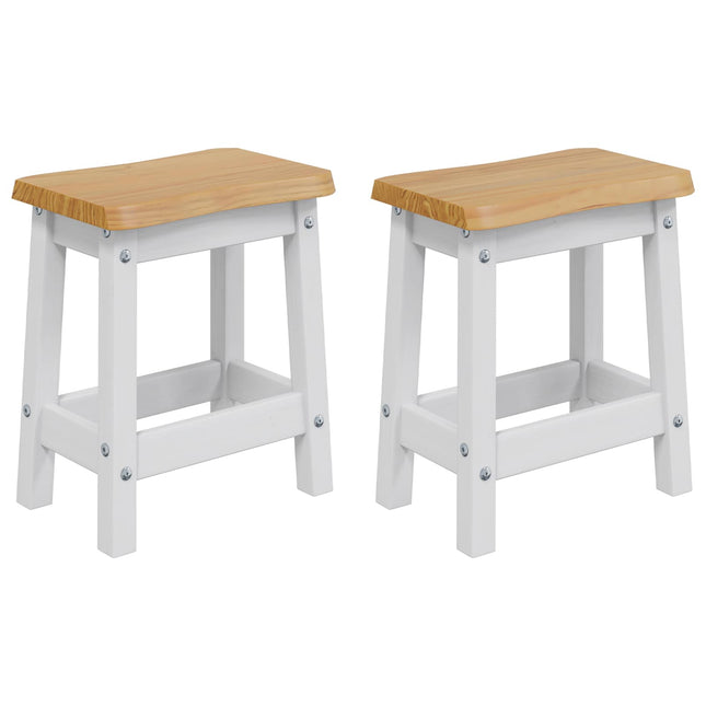 Barbænk EKAI 2 pcs Hvid 40 x 29 x 45,5 cm Massivt fyrretræ