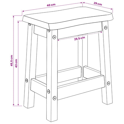 Barbænk EKAI 2 stk. Hvid 40 x 29 x 45,5 cm Massivt fyrretræ