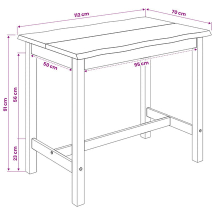 Høj Bar Bord EKAI Sort 112 x 70 x 91 cm Massivt fyrretræ