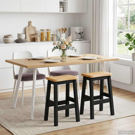 Høj Barstol EKAI 2 stk. Sort 40 x 29 x 63 cm Massivt fyrretræ